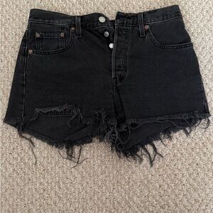 Levi's Black Distressed High-Rise Jean Shorts